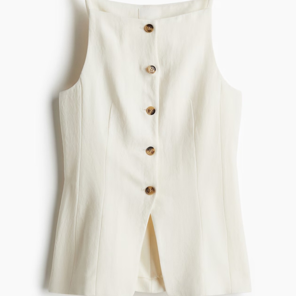 H&M Ivory Buttoned Tank Top